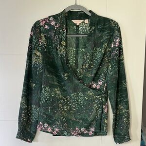 Ted Baker NWOT Floral Green Wrap Top